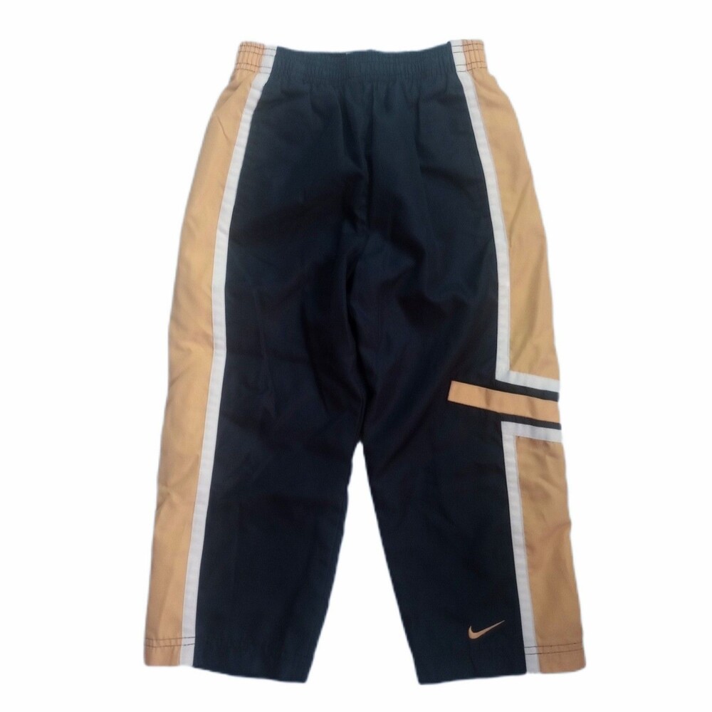 Nike Midnight Navy & Yellow Swishy Track Pants sz 4 Boys Leg Pocket